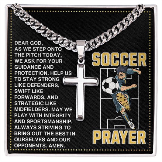 JGF Jewelry Gifts for Family Soccer Prayer Cross Necklace For Boys