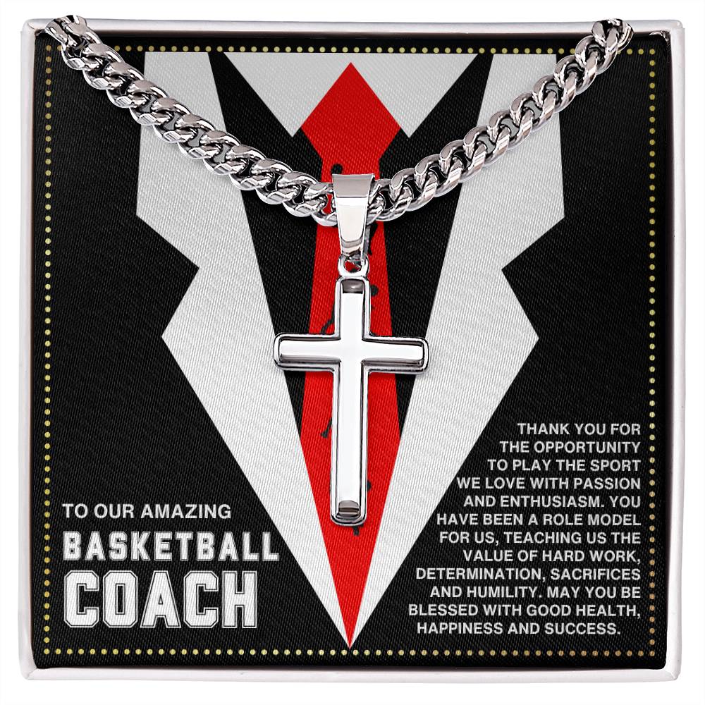 JGF Jewelry Gifts for Family Cross Necklace For Basketball Coach