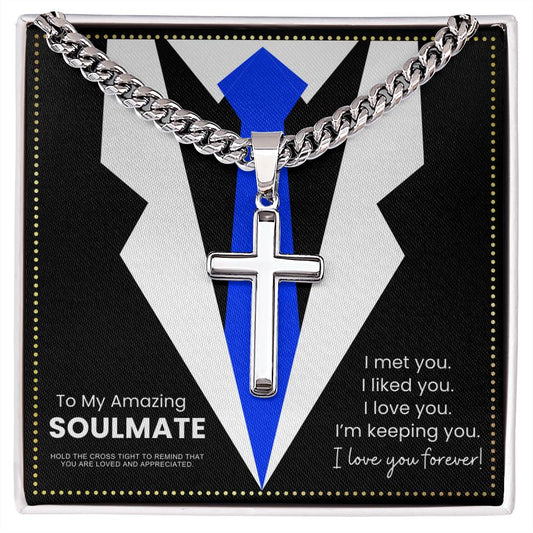 JGF Jewelry Gifts for Family To My Soulmate Necklace For Men