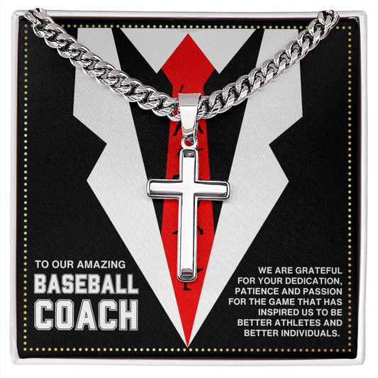 JGF Jewelry Gifts for Family Baseball Coach Necklace Cross For Men