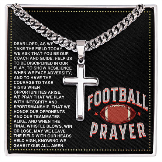 JGF Jewelry Gifts for Family Football Cross Necklace Prayer For Men