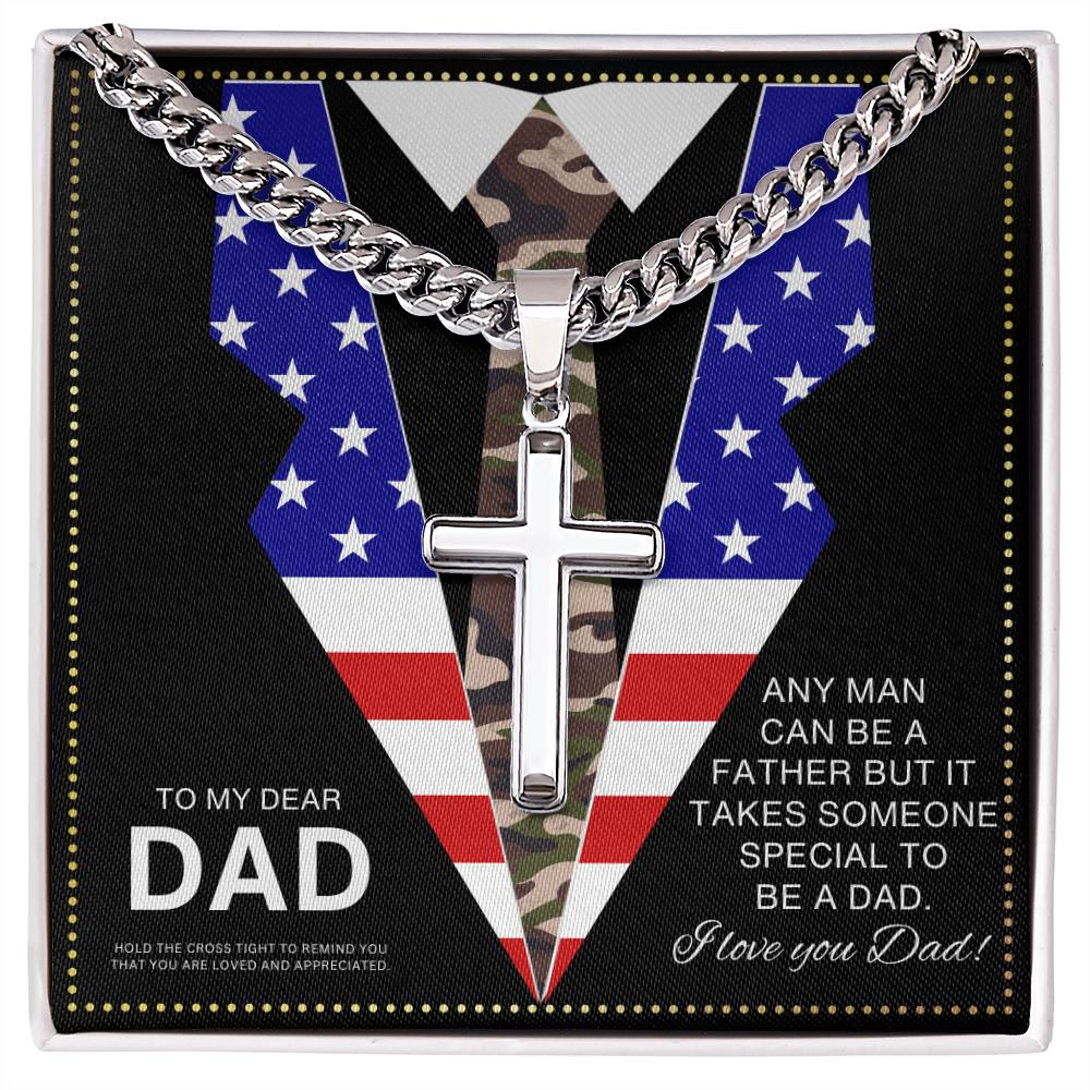 JGF Jewelry Gifts for Family Cross Necklace American Flag Army National Guard for Dad