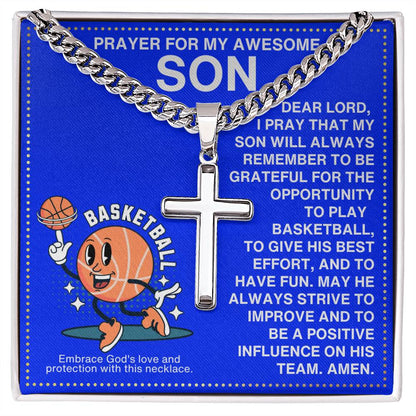 JGF Jewelry Gifts for Family Basketball Cross Necklace For Boys