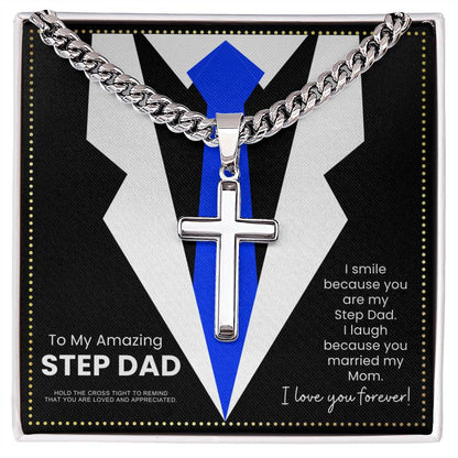 JGF Jewelry Gifts for Family Sterling Silver Cross Necklace For Men Step Dad From Step Son