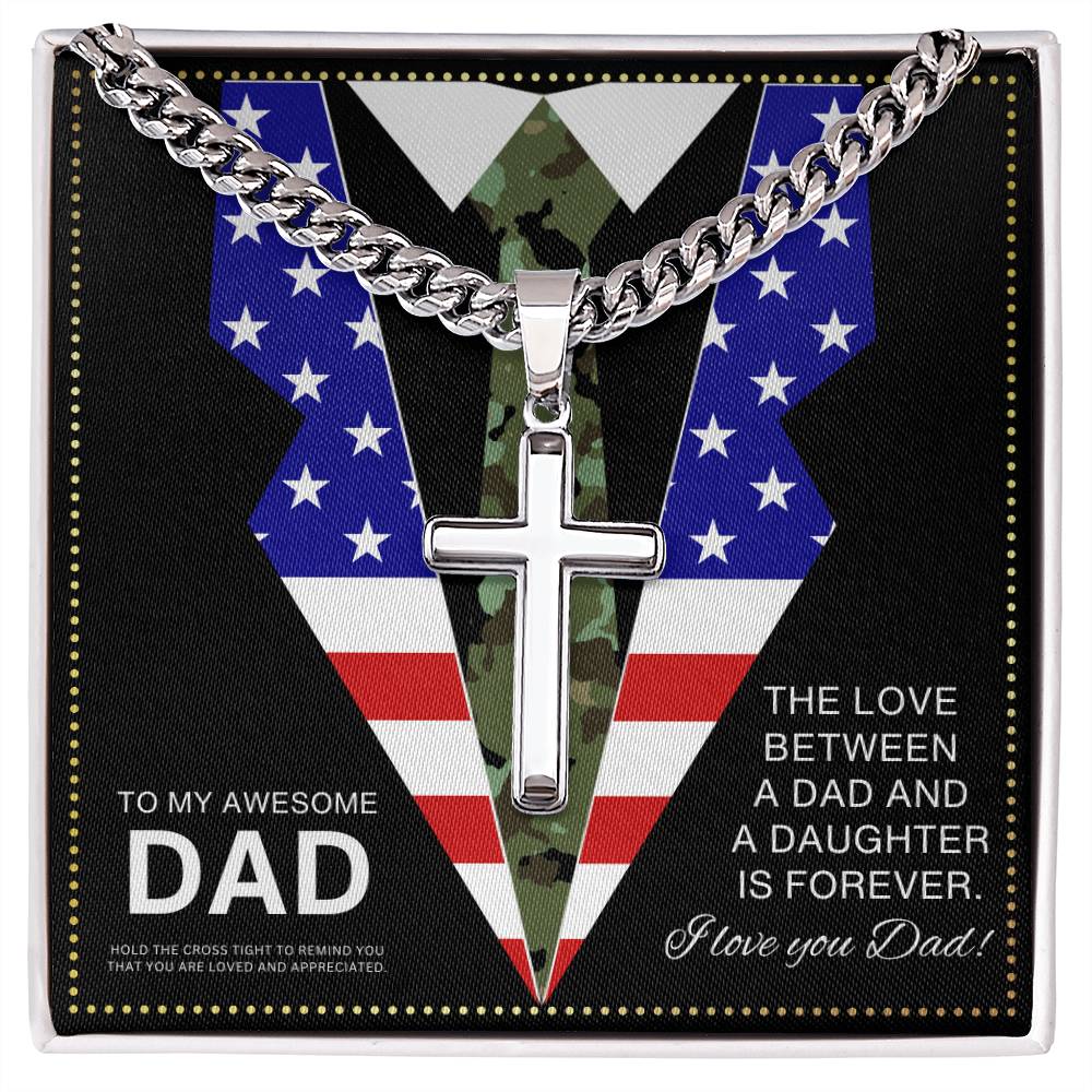 JGF Jewelry Gifts for Family Army Necklace For Men Army Cross Necklace for Dad