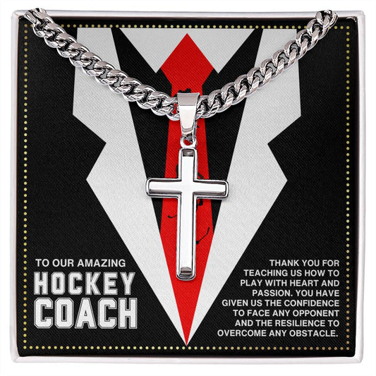 JGF Jewelry Gifts for Family Cross Necklace For Hockey Coach