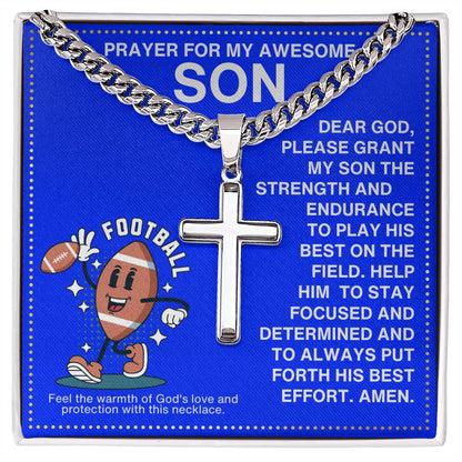 JGF Jewelry Gifts for Family Boys Football Cross Necklace