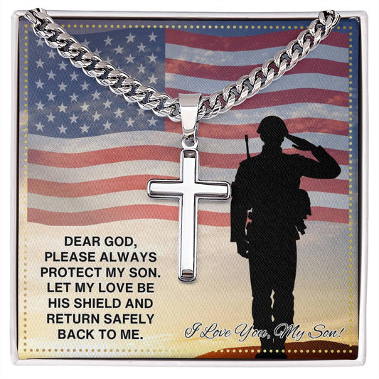 JGF Jewelry Gifts for Family Navy Military Gifts For My Son Cross US Army Necklace For Men