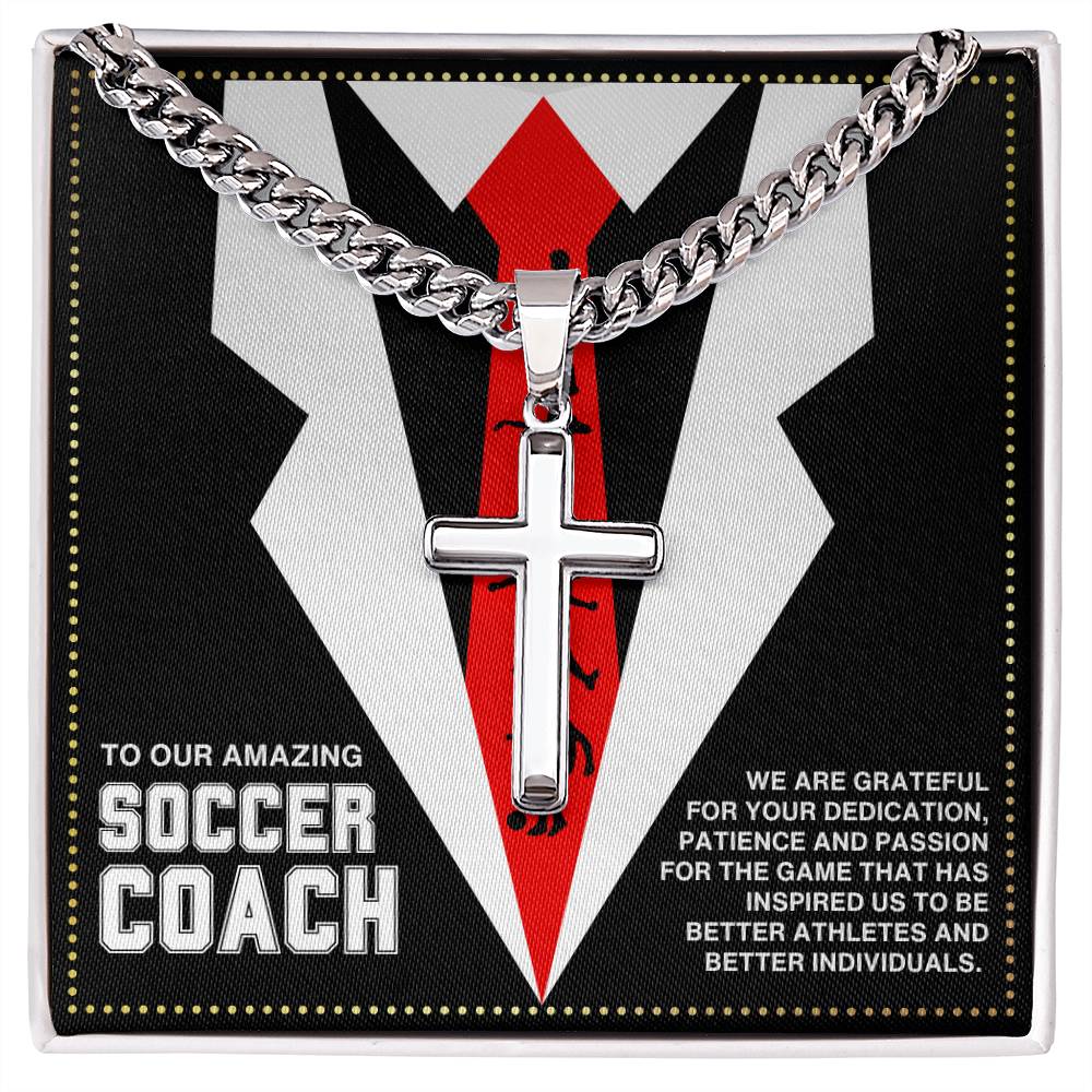 JGF Jewelry Gifts for Family Soccer Coach Cross Necklace For Men