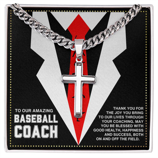 JGF Jewelry Gifts for Family  Baseball Coach Cross Necklace