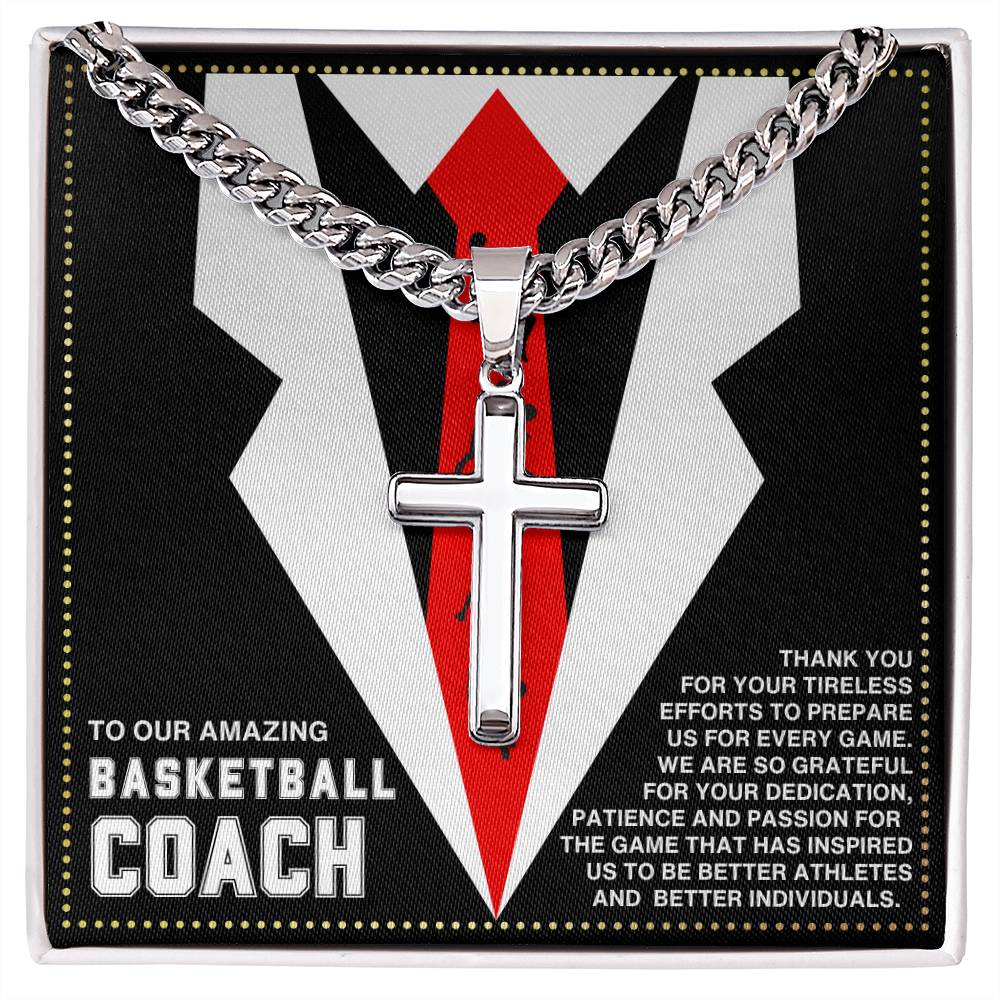 JGF Jewelry Gifts for Family Basketball Cross Necklace For Coach