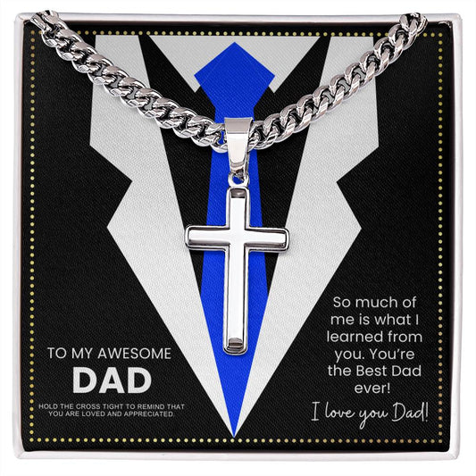 JGF Jewelry Gifts for Family Sterling Silver Cross Necklace For Dad From Son  For Men