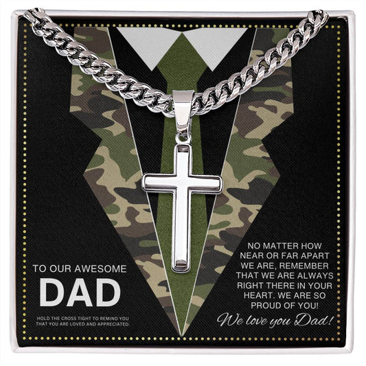 JGF Jewelry Gifts for Family Army Necklace For Men Cross Necklace American Flag for Dad