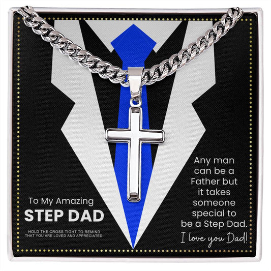 JGF Jewelry Gifts for Family I Love My Step Dad Cross Necklace