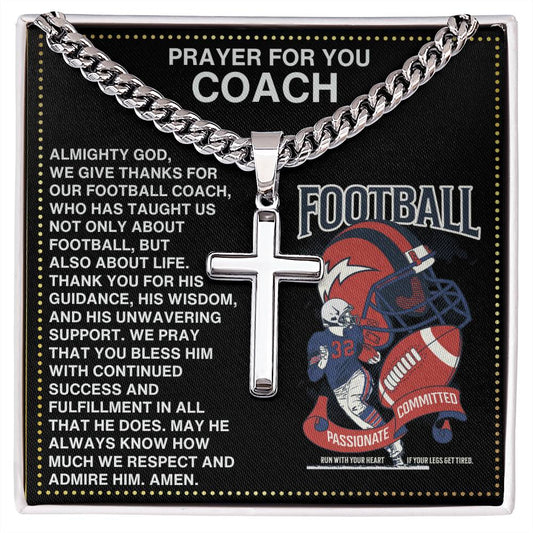 JGF Jewelry Gifts for Family Football Prayer Thank You Coach Card