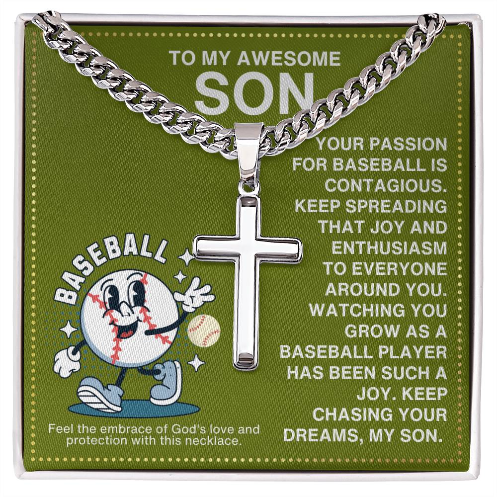 JGF Jewelry Gifts for Family Cross Baseball Necklace For Boys