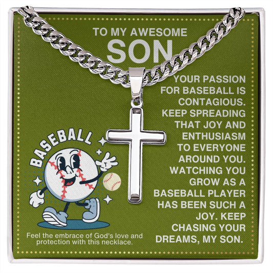 JGF Jewelry Gifts for Family Cross Baseball Necklace For Boys