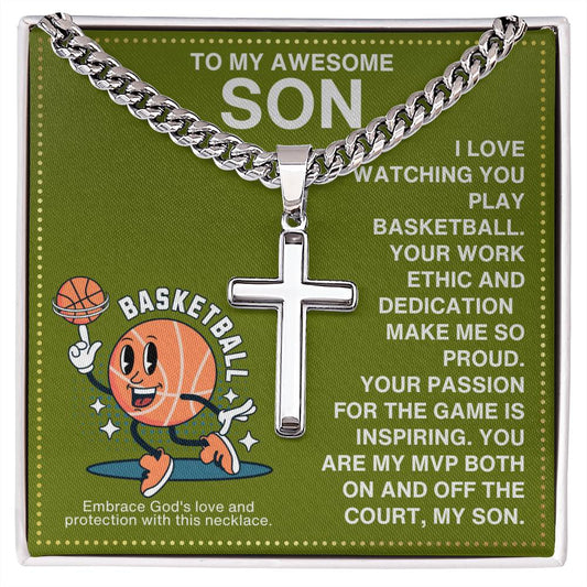 JGF Jewelry Gifts for Family Basketball Cross Necklace For Boys