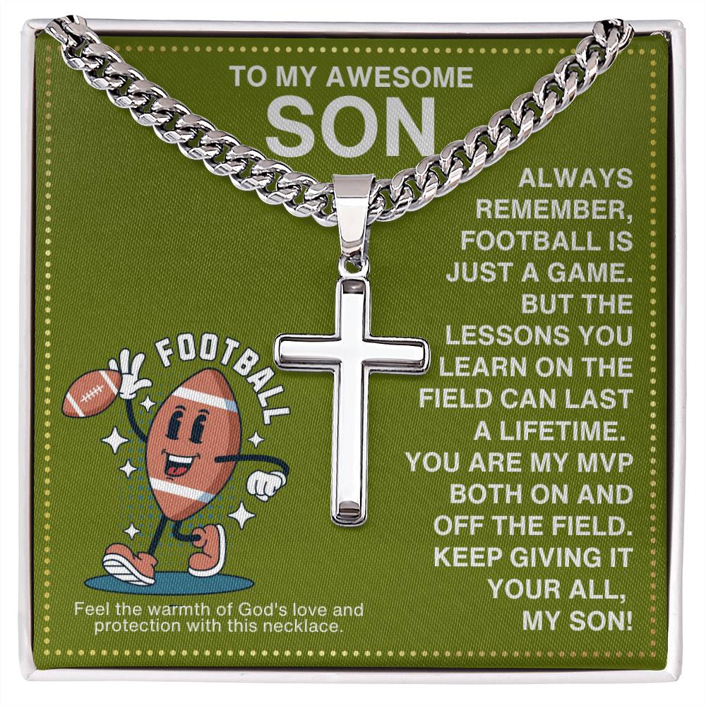 JGF Jewelry Gifts for Family Football Cross Necklace For Boys