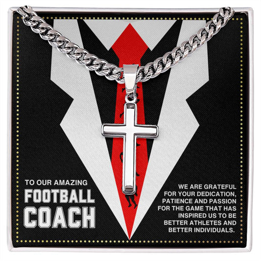 JGF Jewelry Gifts for Family Football Coach Cross Necklace For Men