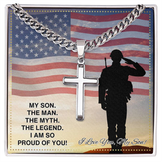 JGF Jewelry Gifts for Family Army Cross Necklace For Men