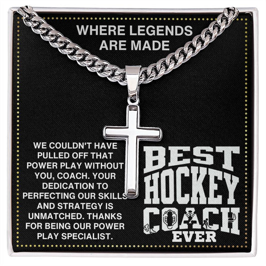 JGF Jewelry Gifts for Family Cross Necklace For Assistant Hockey Coach