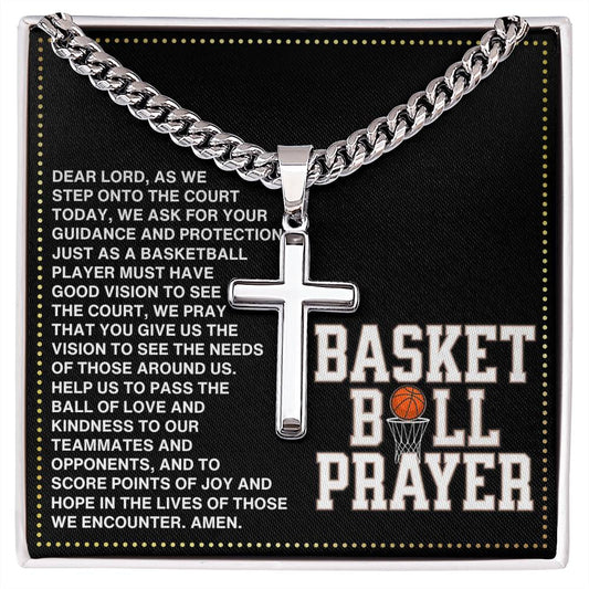 JGF Jewelry Gifts for Family Basketball Prayer Cross Necklace For Men