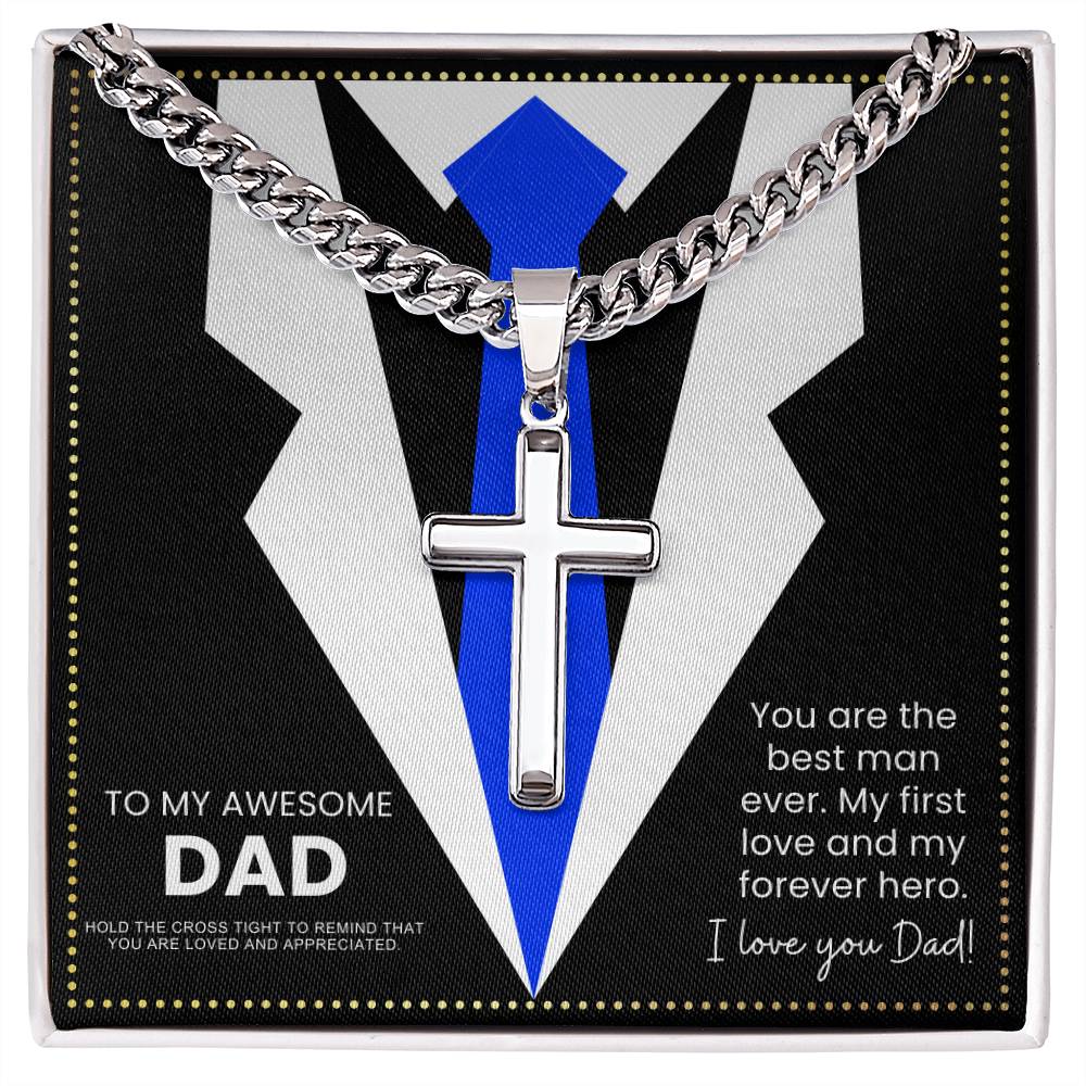 JGF Jewelry Gifts for Family Sterling Silver Cross Necklace For Dad From Son