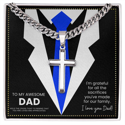 JGF Jewelry Gifts for Family I Love My Dad Silver Cross Necklace For Men