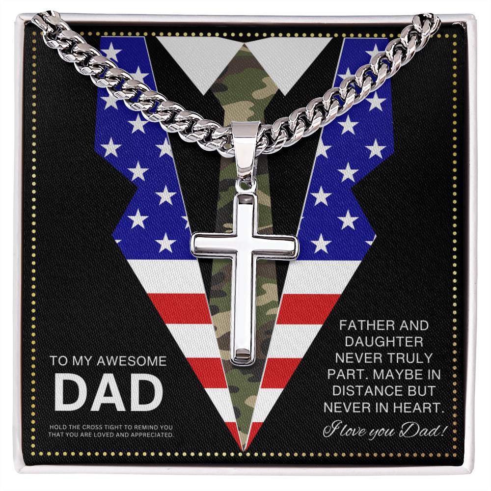 JGF Jewelry Gifts for Family American Flag Cross Necklace for Dad Army Necklace For Men