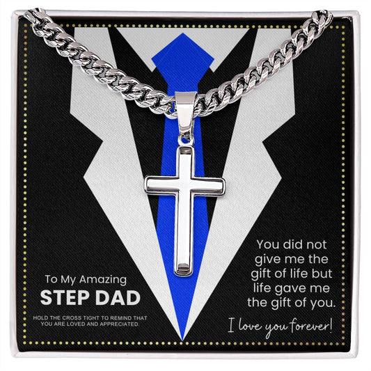 JGF Jewelry Gifts for Family To My Step Dad Cross Necklace For Men