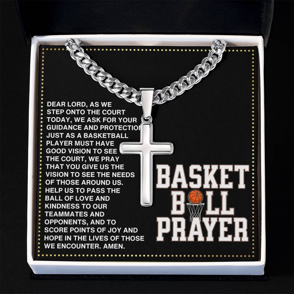 JGF Jewelry Gifts for Family Basketball Prayer Cross Necklace For Men