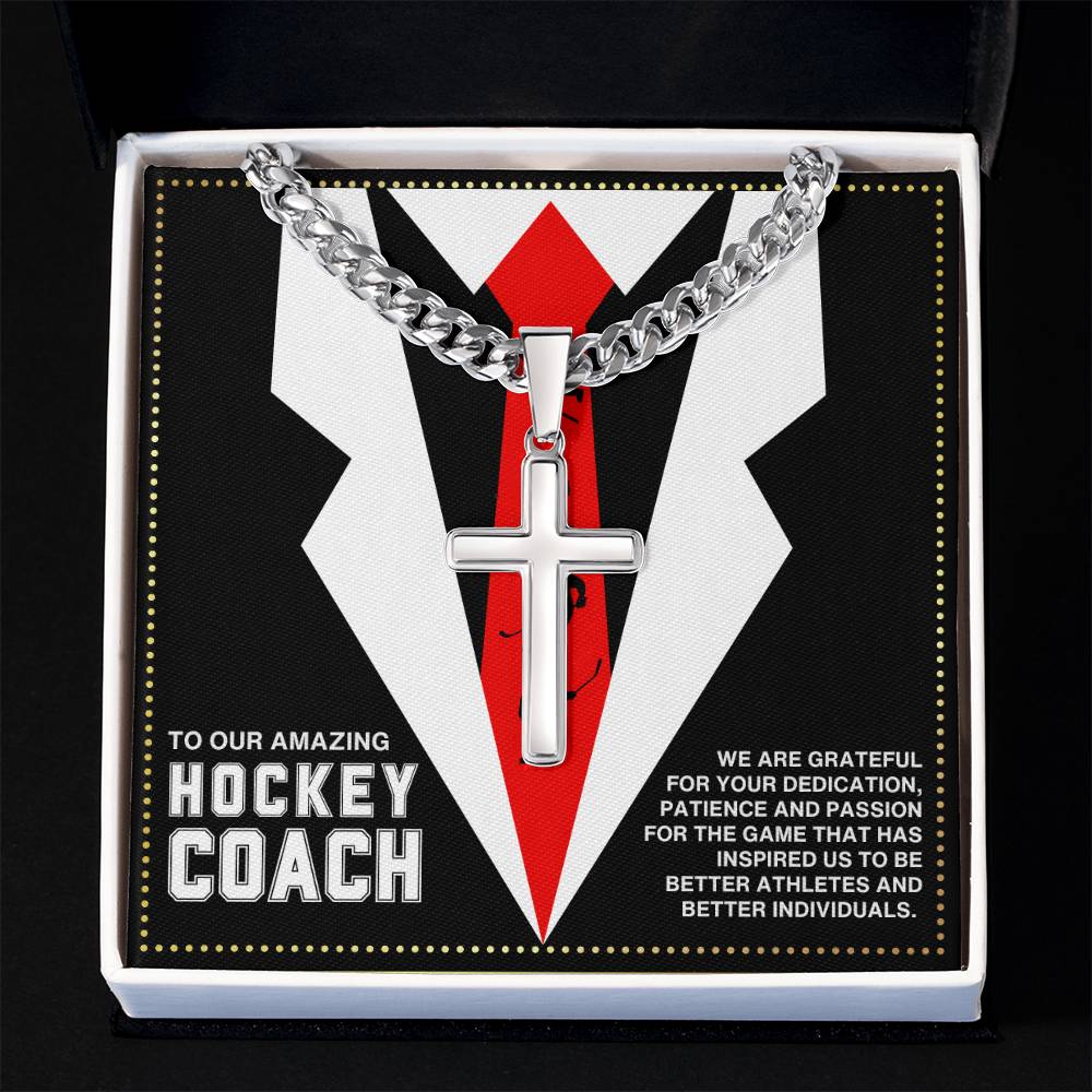 JGF Jewelry Gifts for Family Hockey Cross Necklace For Coach