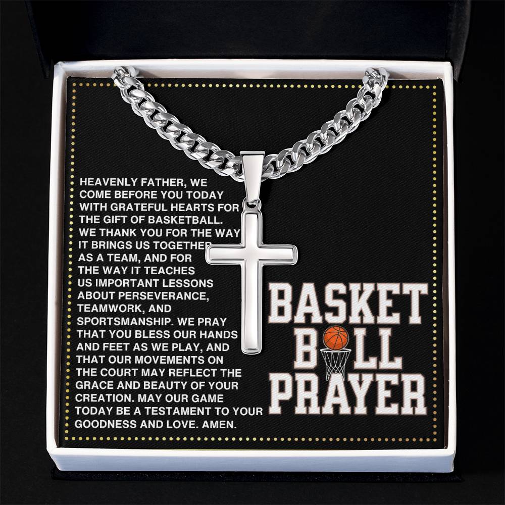 JGF Jewelry Gifts for Family Basketball Cross Necklace Prayer