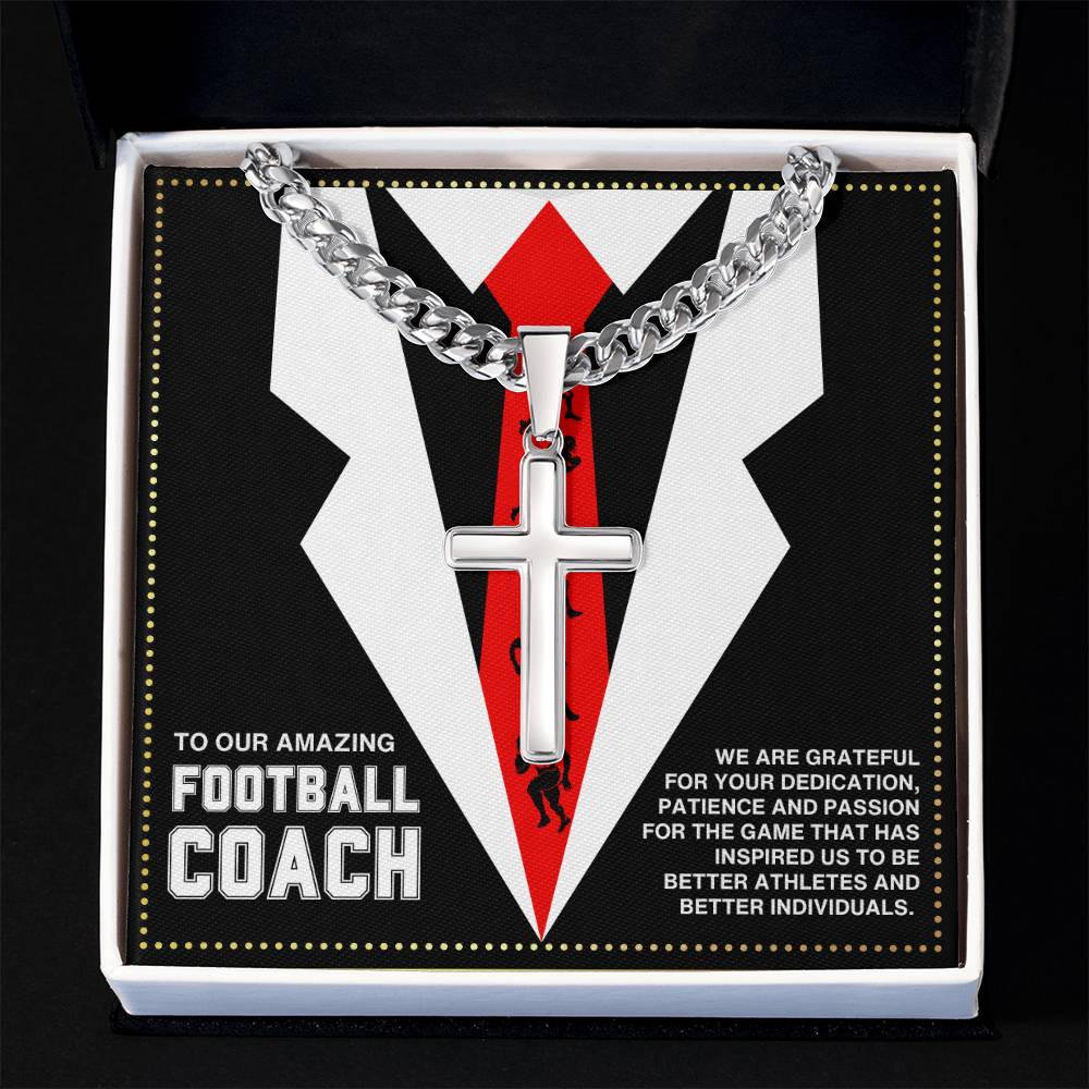 JGF Jewelry Gifts for Family Football Coach Cross Necklace For Men