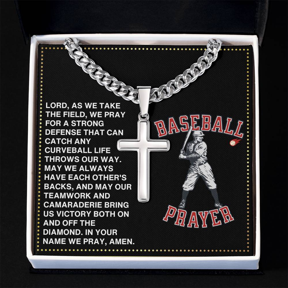 JGF Jewelry Gifts for Family Baseball Cross Necklace Prayer