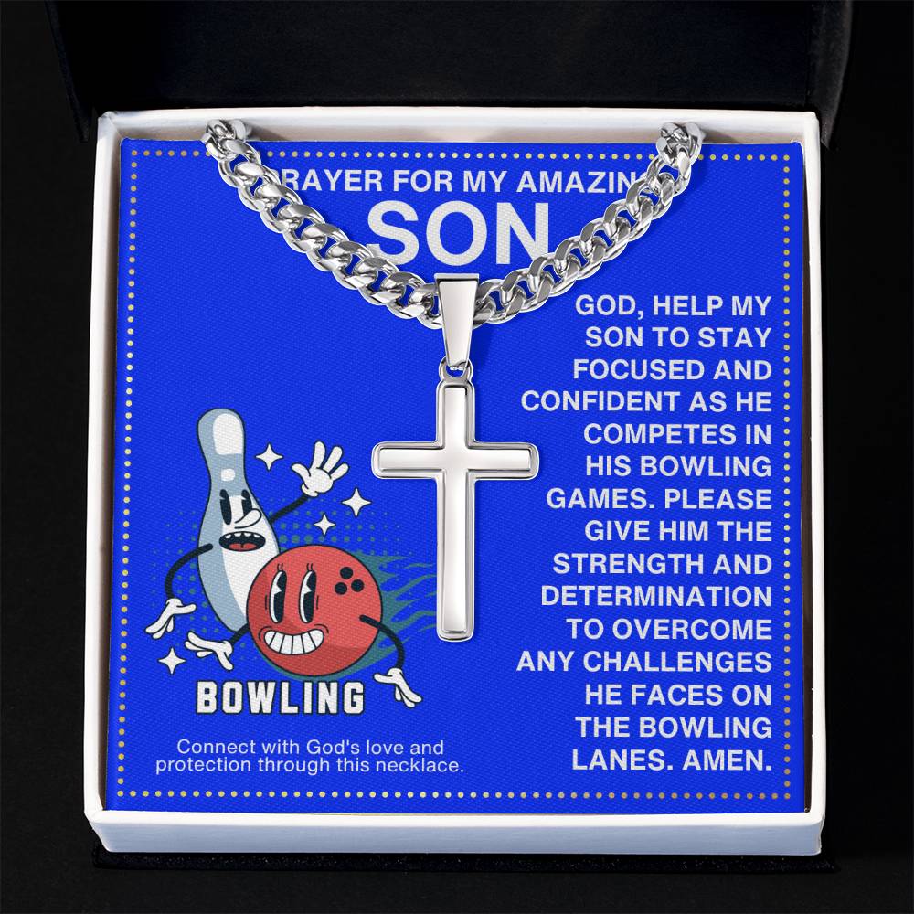 JGF Jewelry Gifts for Family Boys Bowling Cross Necklace