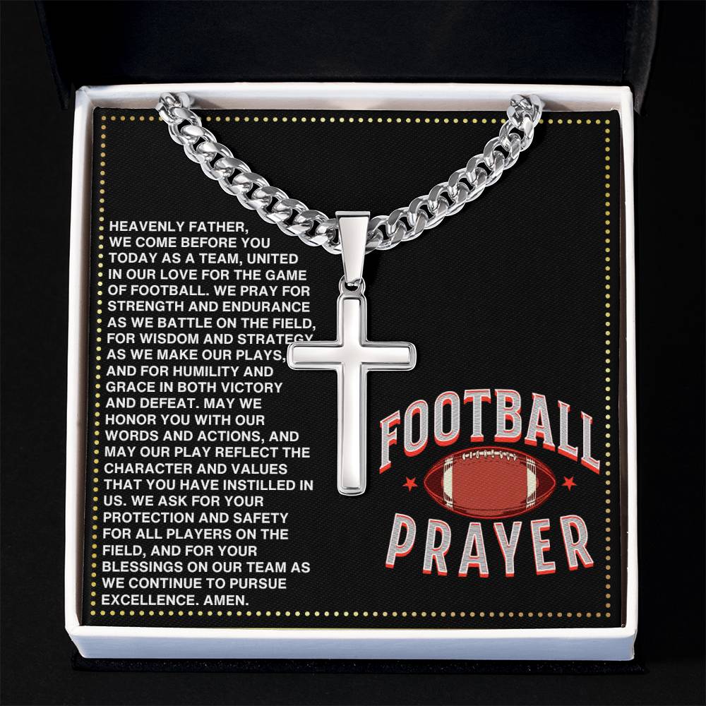 JGF Jewelry Gifts for Family Cross Football Prayer Necklace For Boys