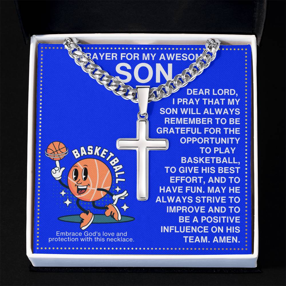 JGF Jewelry Gifts for Family Basketball Cross Necklace For Boys