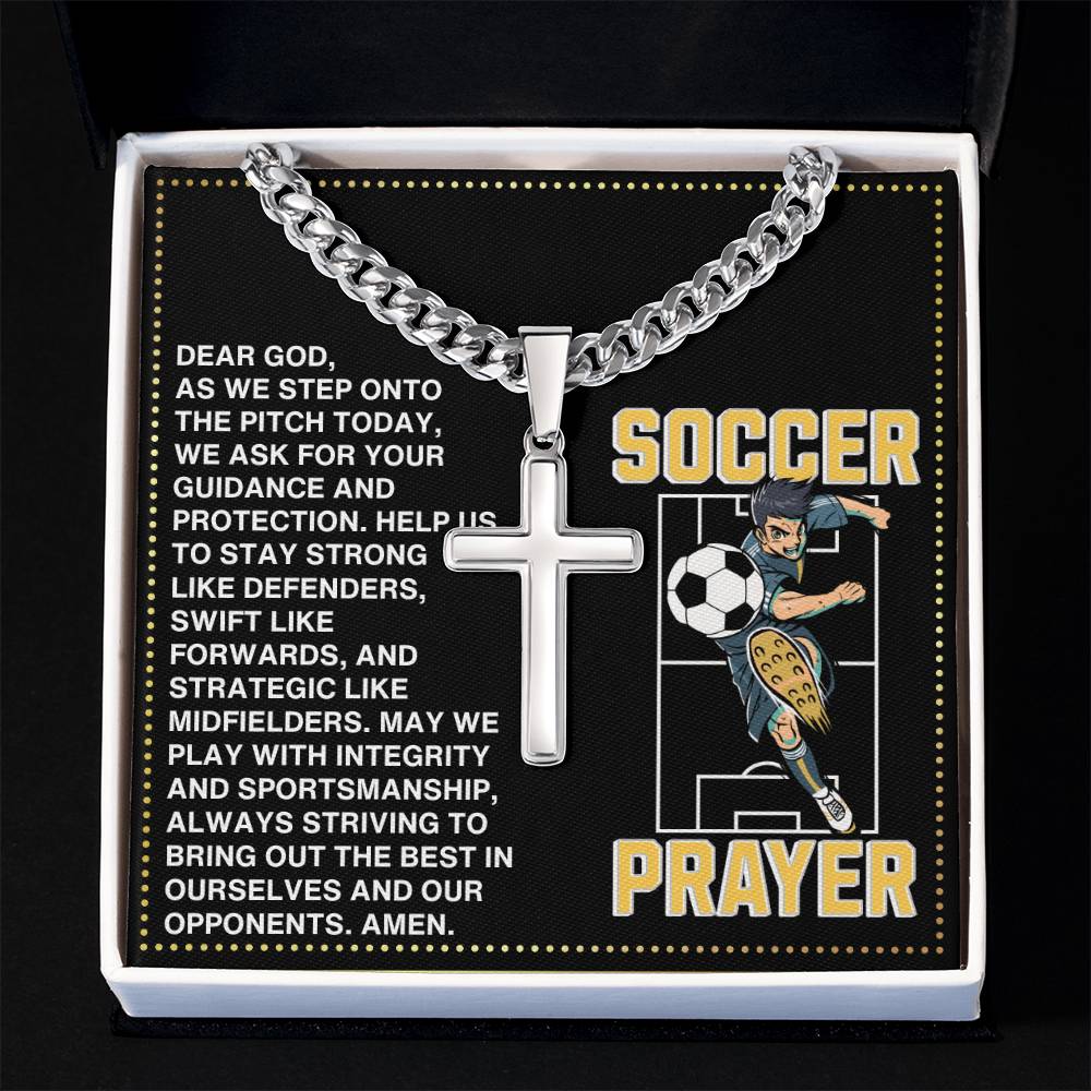 JGF Jewelry Gifts for Family Soccer Prayer Cross Necklace For Boys