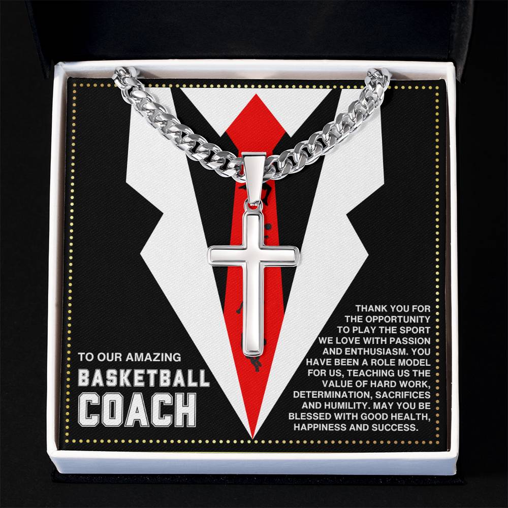 JGF Jewelry Gifts for Family Cross Necklace For Basketball Coach