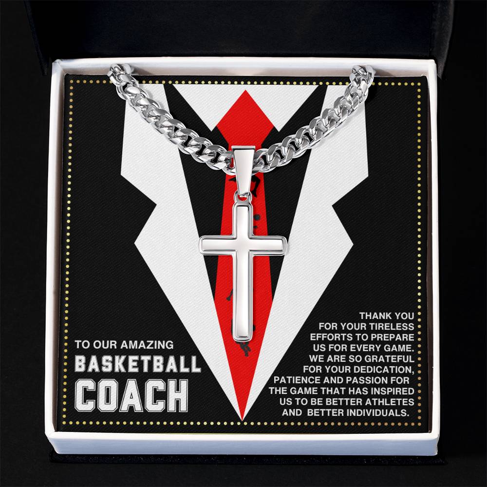 JGF Jewelry Gifts for Family Basketball Cross Necklace For Coach