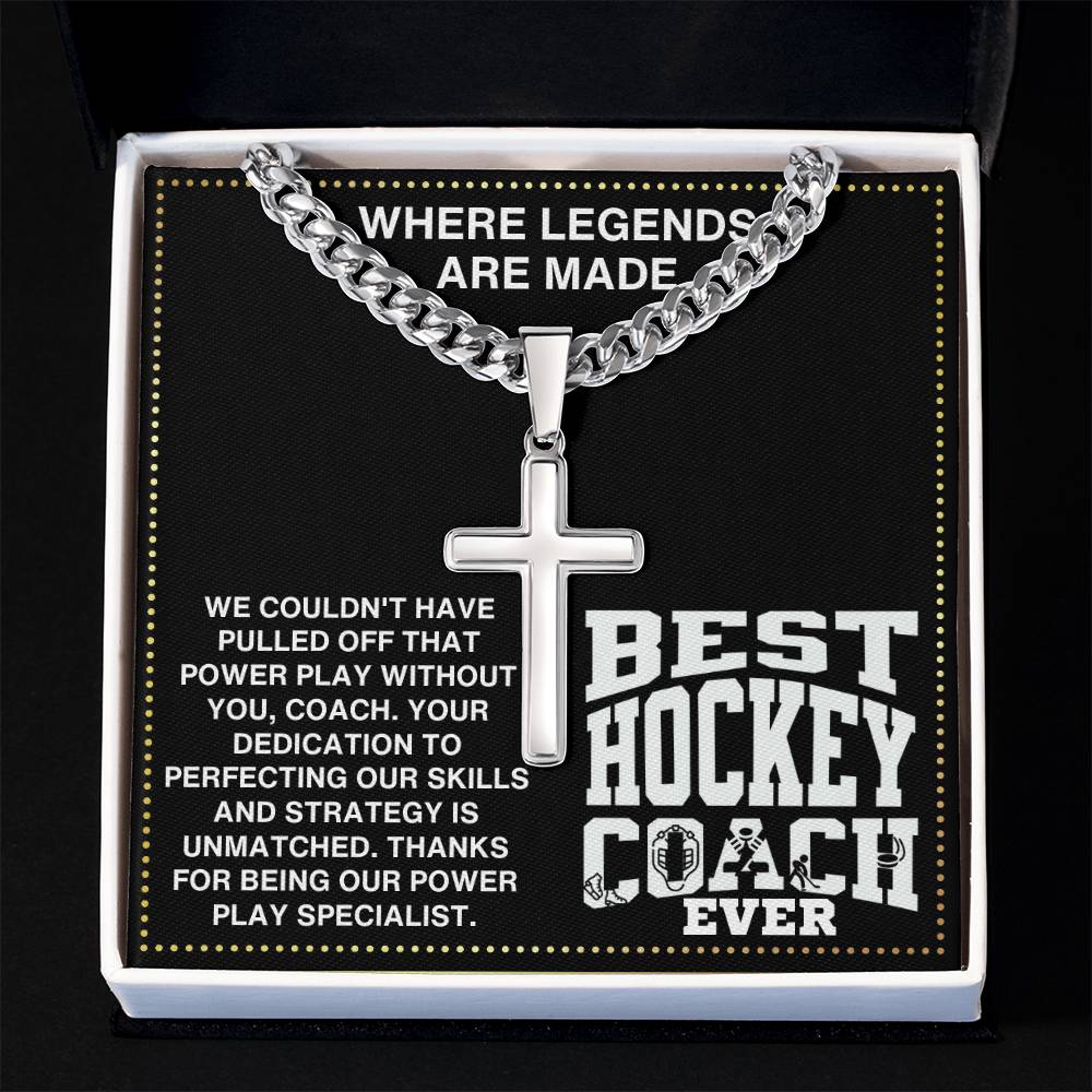 JGF Jewelry Gifts for Family Cross Necklace For Assistant Hockey Coach