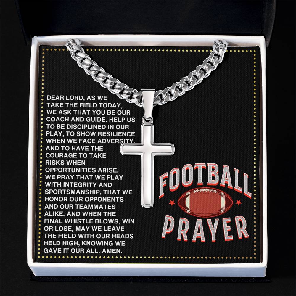 JGF Jewelry Gifts for Family Football Cross Necklace Prayer For Men