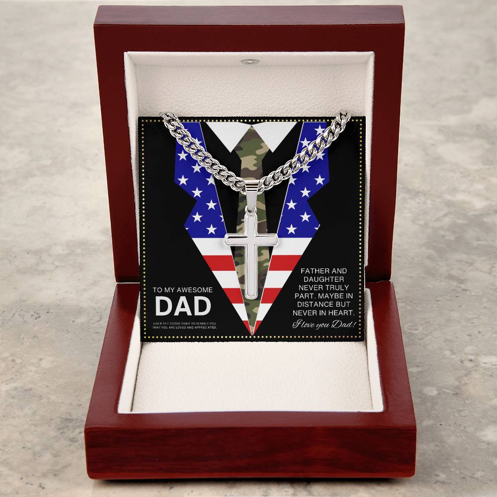 JGF Jewelry Gifts for Family American Flag Cross Necklace for Dad Army Necklace For Men