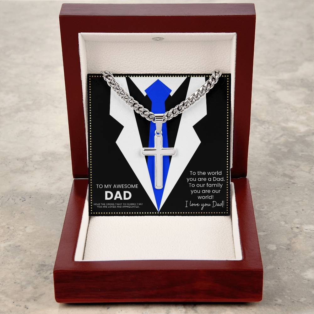 JGF Jewelry Gifts for Family Dad Cross Necklace From Son And Daughter