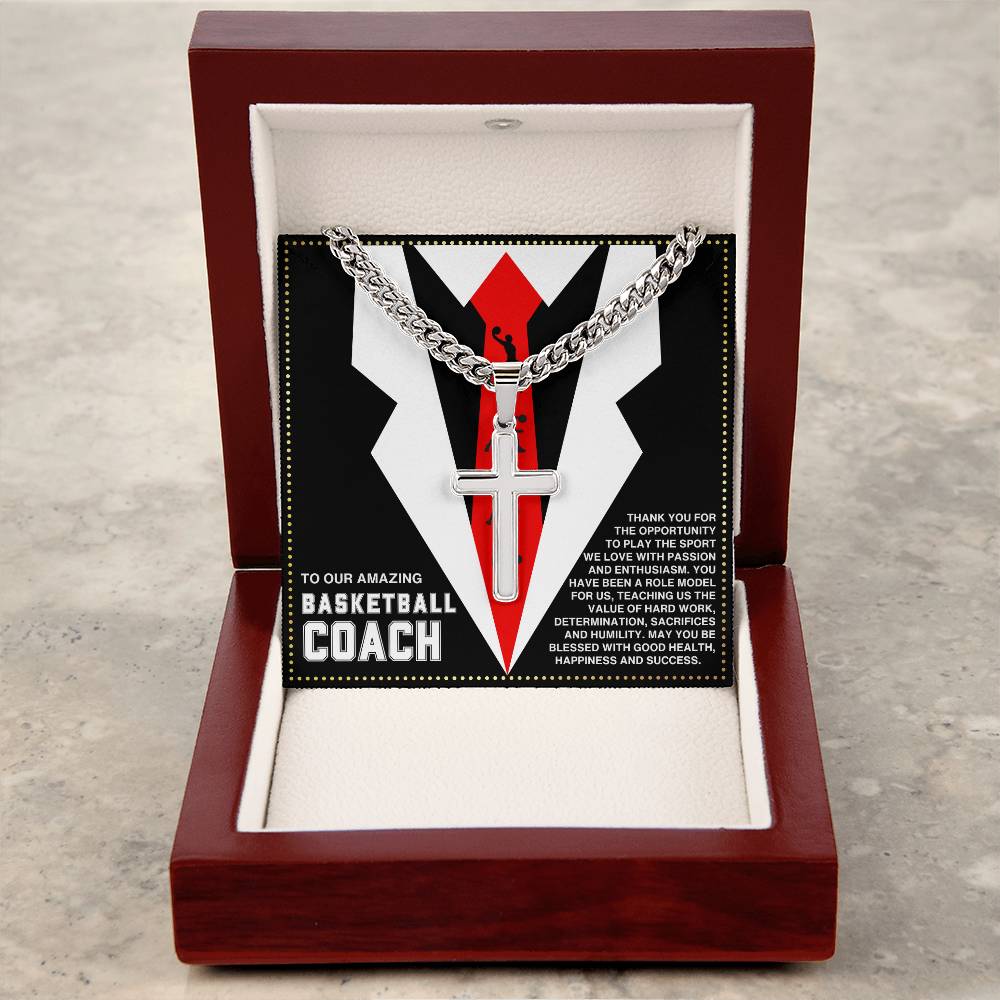 JGF Jewelry Gifts for Family Cross Necklace For Basketball Coach