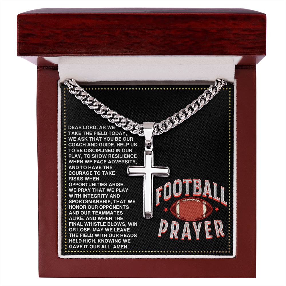 JGF Jewelry Gifts for Family Football Cross Necklace Prayer For Men