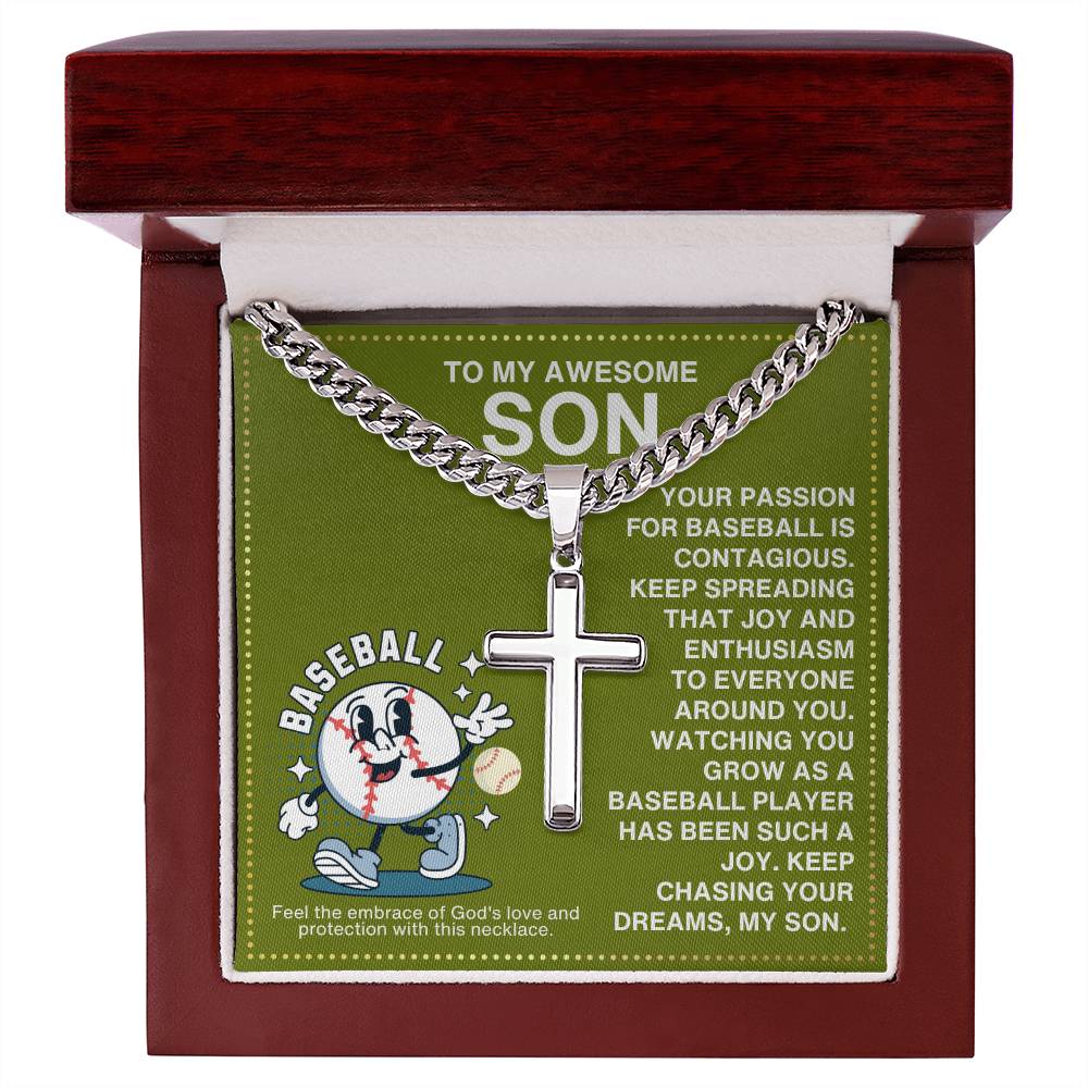 JGF Jewelry Gifts for Family Cross Baseball Necklace For Boys