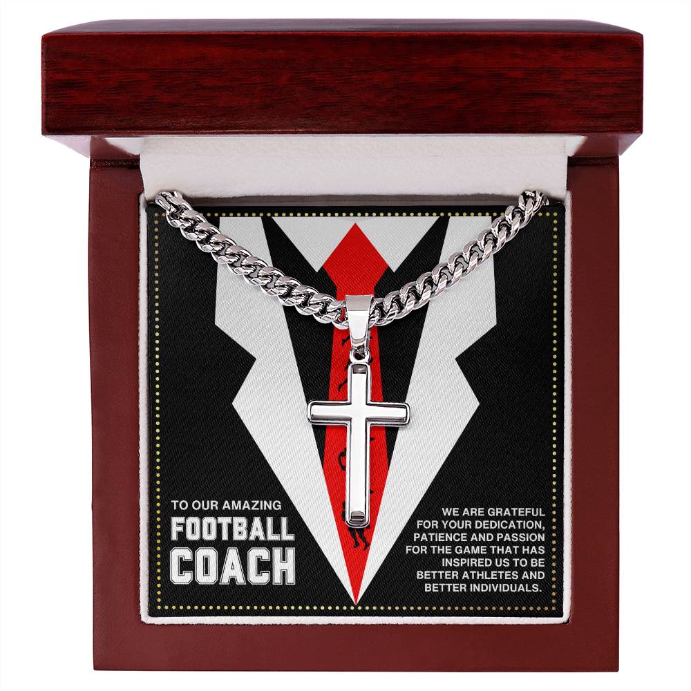 JGF Jewelry Gifts for Family Football Coach Cross Necklace For Men